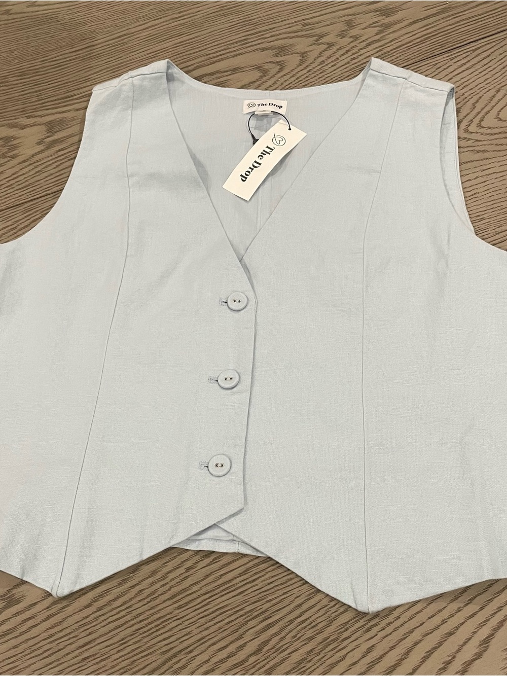 The Drop Women's Pale Blue Button-Front Vest Tank